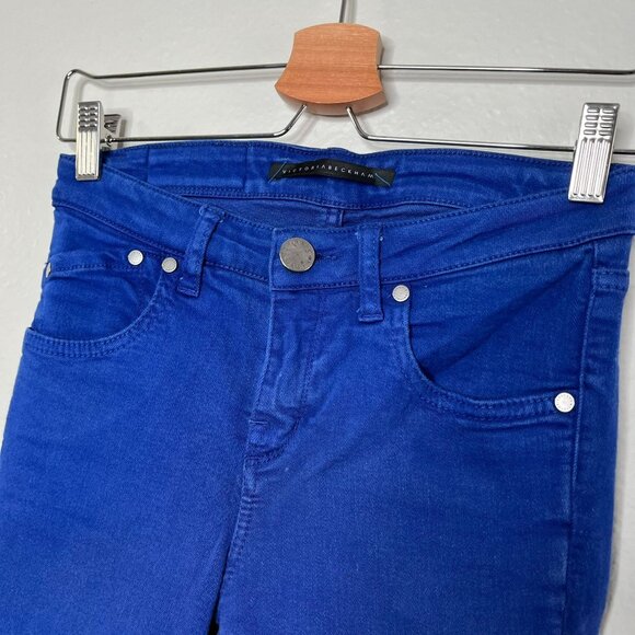 Victoria Beckham Womens Colbalt Blue Mide Rise Skinny Jeans Size 25 designer - Picture 4 of 13